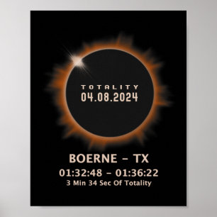 Gesamt Solar Eclipse 2024 Insgesamt 04,08,24 Texas Poster