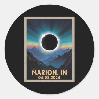 Gesamt Solar Eclipse 2024 Marion Indiana Runder Aufkleber