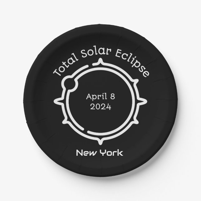 Gesamt Solar Eclipse 2024 Modernes Minimal Schwarz Pappteller (Vorderseite)