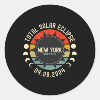 Gesamt Solar Eclipse 2024 New York Runder Aufkleber