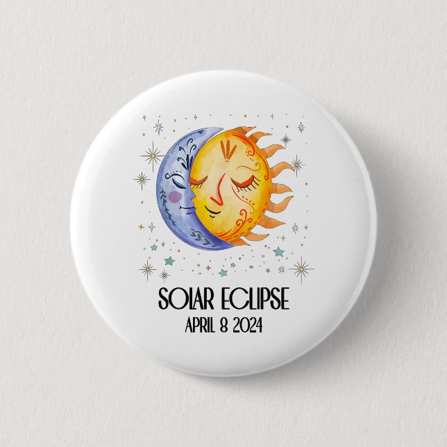 Gesamt Solar-Eclipse 2024 Niedliche Solar-Eclipse- Button (Vorderseite)