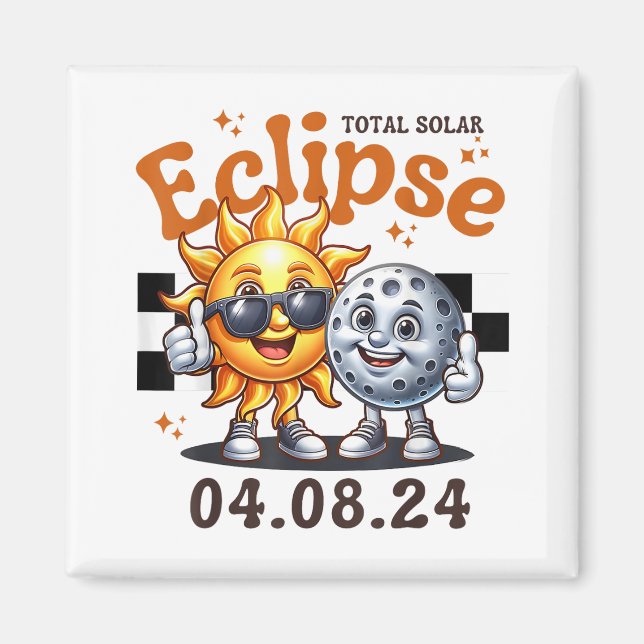 Gesamt Solar-Eclipse 2024 Niedliche Solar-Eclipse- Magnet (Vorne)
