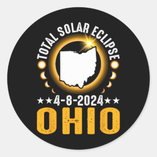 Gesamt Solar Eclipse 2024 Ohio April 8 Amerika ins Runder Aufkleber