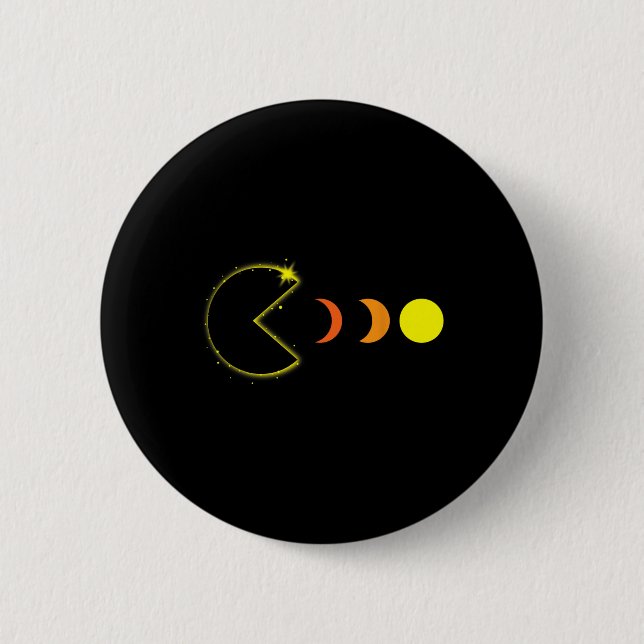 Gesamt Solar Eclipse 2024 Party Funny Gamer Phasen Button (Vorderseite)