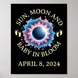 Gesamt Solar Eclipse 2024 Schwangerschaftsankündig Poster