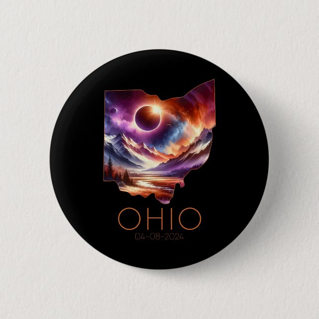 Gesamt Solar Eclipse 2024 Staat Ohio Totality Apri Button (Vorderseite)