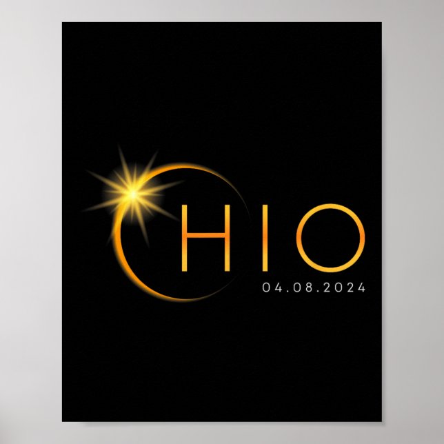 Gesamt Solar Eclipse 2024 Staat Ohio Totality Apri Poster (Vorne)