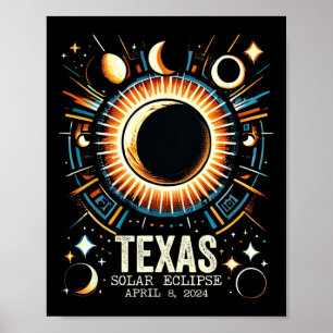Gesamt Solar Eclipse 2024 Texas 8. April Abstrakte Poster