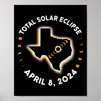Gesamt Solar Eclipse 2024 Totality 8 April 2024 Am Poster