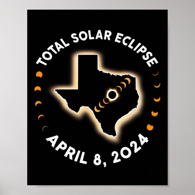 Gesamt Solar Eclipse 2024 Totality 8 April 2024 Am Poster (Vorne)
