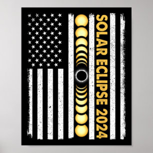 Gesamt Solar Eclipse 2024 Totality Phases US Ameri Poster