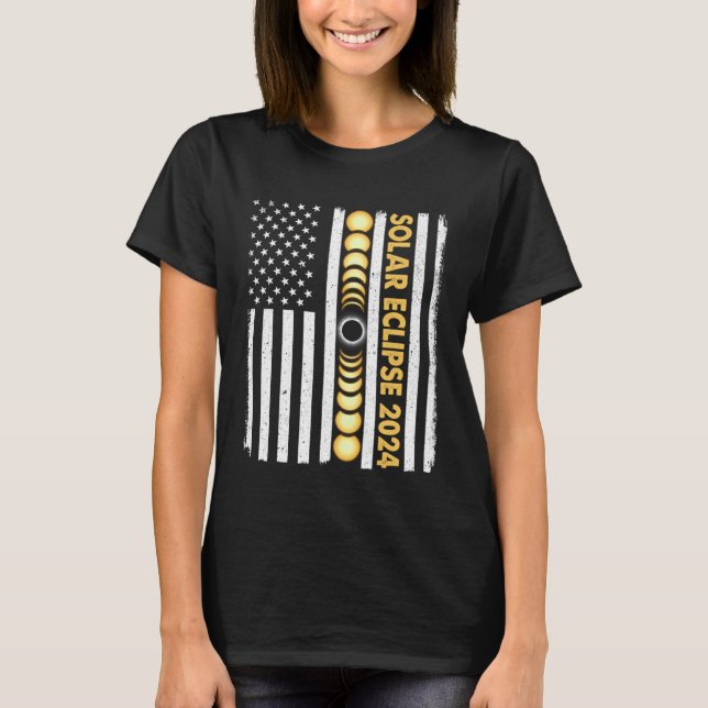 Gesamt Solar Eclipse 2024 Totality Phases US Ameri T-Shirt (Vorderseite)