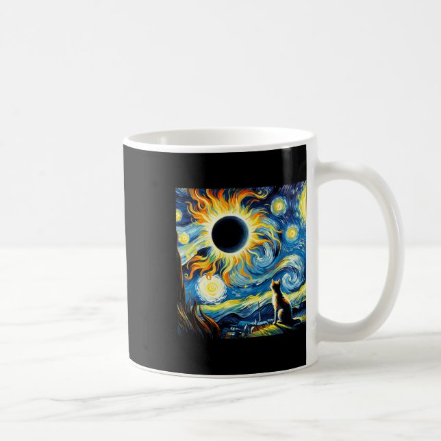 Gesamt Solar Eclipse 2024 Van Gogh Starry Night Ca Kaffeetasse (Rechts)