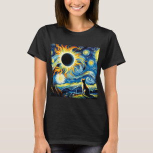 Gesamt Solar Eclipse 2024 Van Gogh Starry Night Ca T-Shirt