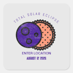 Gesamt Solar Eclipse 2026 Custom Quadratischer Aufkleber