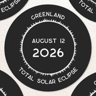 Gesamt Solar Eclipse 2026 Grönland Runder Aufkleber
