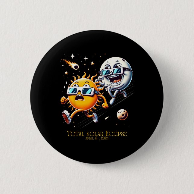 Gesamt Solar Eclipse 8-4-2024 Sun Flees Moon Eclip Button (Vorderseite)