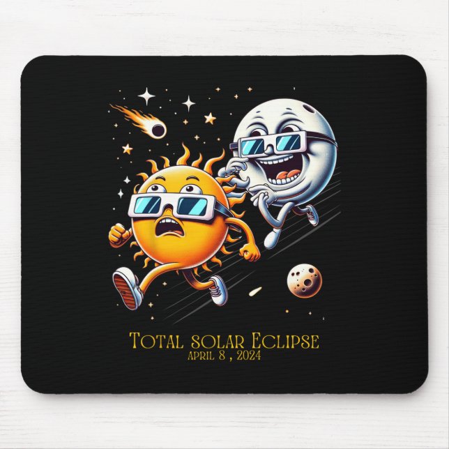 Gesamt Solar Eclipse 8-4-2024 Sun Flees Moon Eclip Mousepad (Vorne)