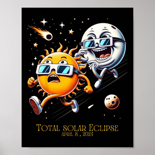 Gesamt Solar Eclipse 8-4-2024 Sun Flees Moon Eclip Poster (Vorne)