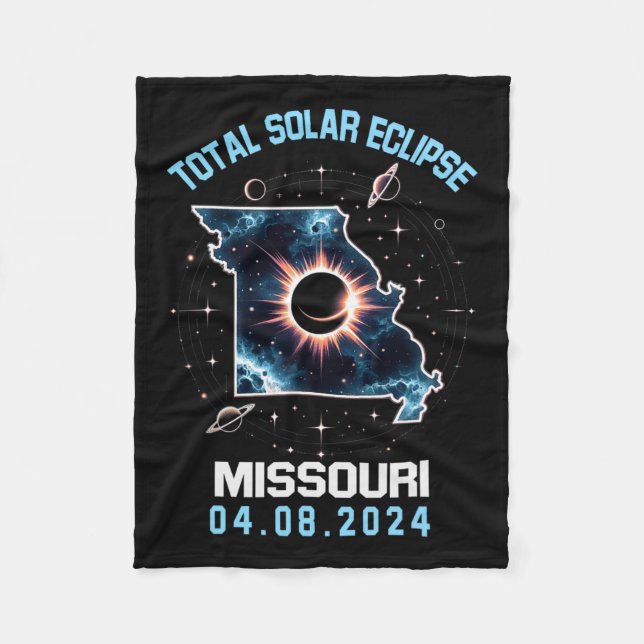 Gesamt Solar Eclipse 8. April 2024 Missouri Totali Fleecedecke (Vorderseite)