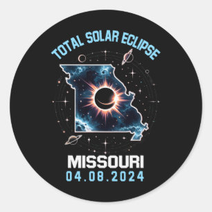 Gesamt Solar Eclipse 8. April 2024 Missouri Totali Runder Aufkleber
