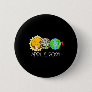 Gesamt Solar Eclipse 8. April 2024 Moon Astronomy Button