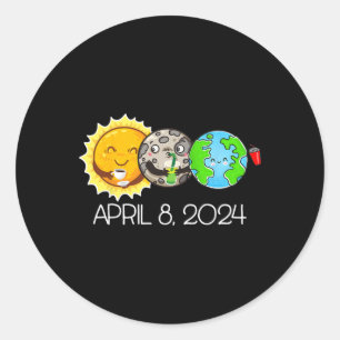 Gesamt Solar Eclipse 8. April 2024 Moon Astronomy Runder Aufkleber