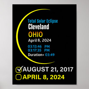 Gesamt Solar Eclipse 8. April 2024 Ohio Cleveland Poster
