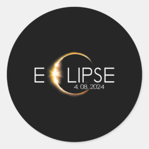 Gesamt Solar Eclipse 8. April 2024 Totalität Runder Aufkleber
