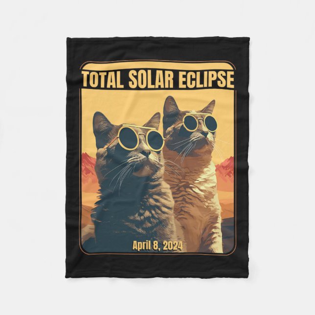Gesamt Solar Eclipse 8. April Eclipse Cats Fleecedecke (Vorderseite)