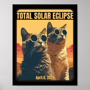 Gesamt Solar Eclipse 8. April Eclipse Cats Poster