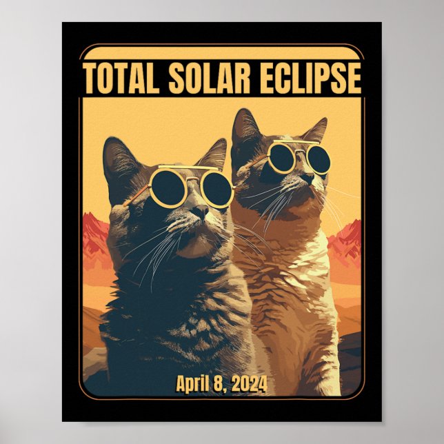 Gesamt Solar Eclipse 8. April Eclipse Cats Poster (Vorne)
