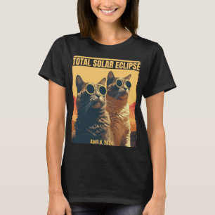 Gesamt Solar Eclipse 8. April Eclipse Cats T-Shirt
