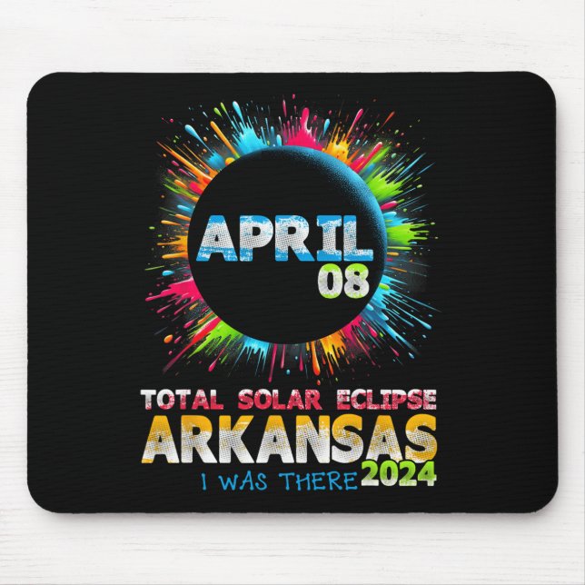 Gesamt Solar Eclipse Arkansas 2024 Farbiges Totali Mousepad (Vorne)