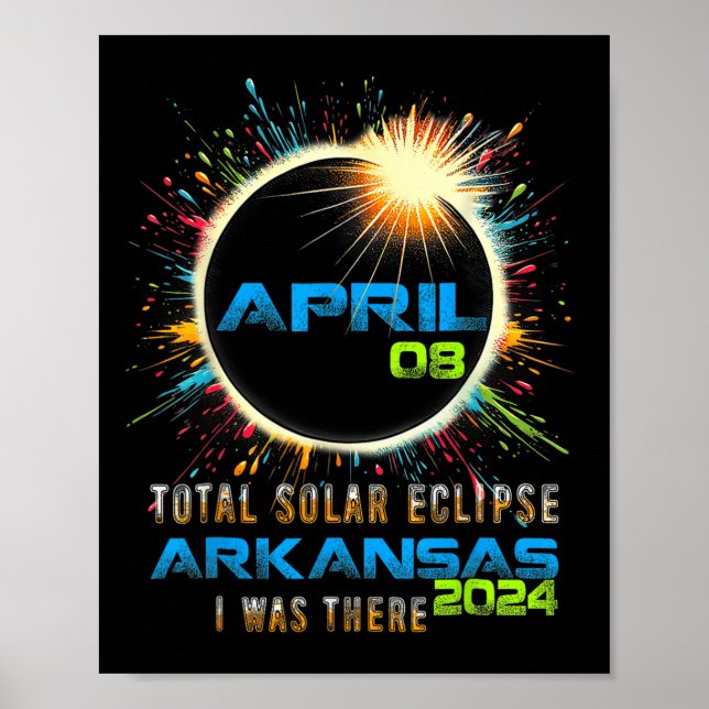 Gesamt Solar Eclipse Arkansas 2024 Farbiges Totali Poster (Vorne)