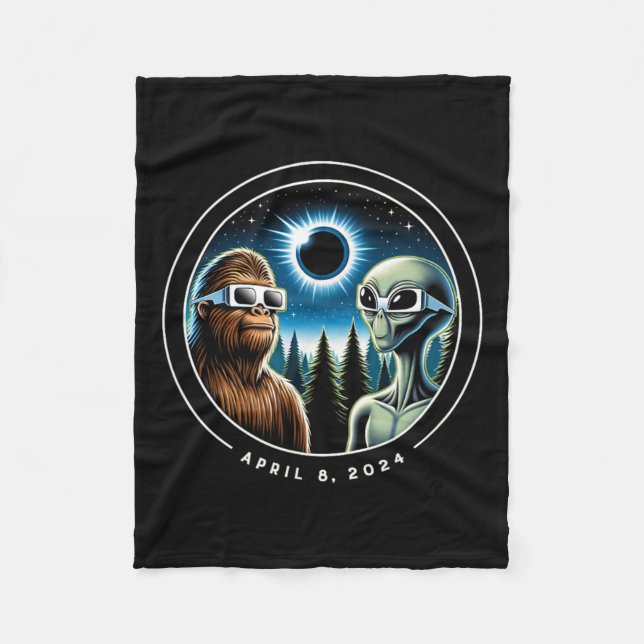 Gesamt Solar Eclipse Funny Bigfoot Alien April Dat Fleecedecke (Vorderseite)