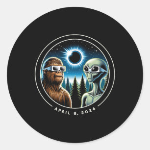 Gesamt Solar Eclipse Funny Bigfoot Alien April Dat Runder Aufkleber