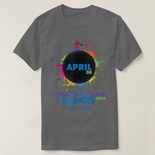 Gesamt Solar Eclipse Illinois 2024 Farbiges Totali T-Shirt (Design vorne)