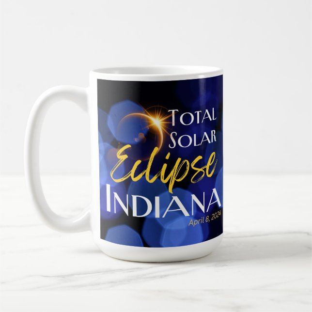 Gesamt Solar Eclipse Indiana 8. April 2024 Kaffeetasse (Links)
