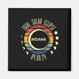 Gesamt Solar Eclipse Indiana Retro 04.08.24 Men Wo Magnet