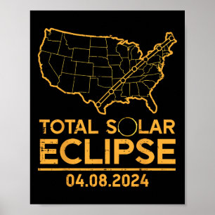 Gesamt Solar Eclipse Karte 04.08.24 Totality Men W Poster