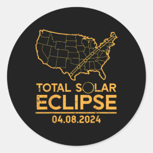 Gesamt Solar Eclipse Karte 04.08.24 Totality Men W Runder Aufkleber