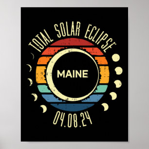 Gesamt Solar Eclipse Maine Vintag 04.08.24 Männer Poster