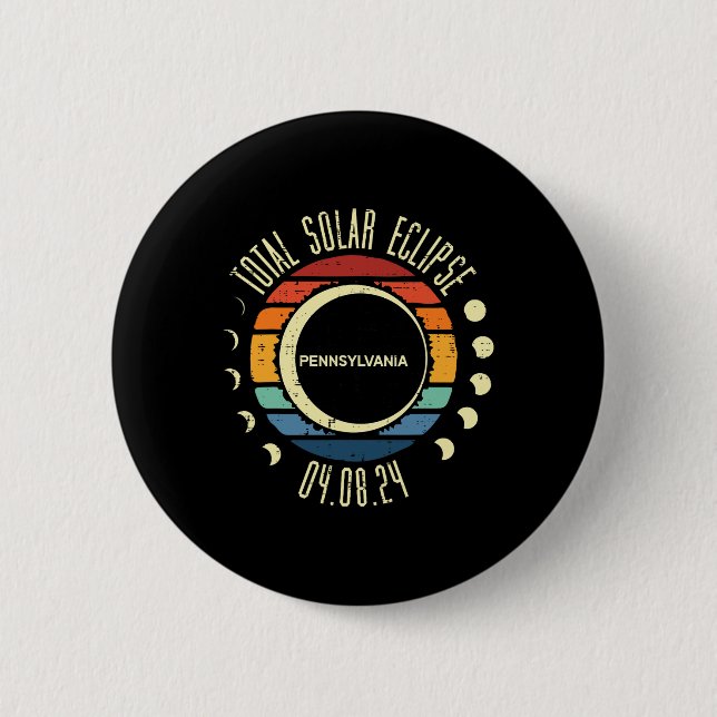 Gesamt Solar Eclipse Pennsylvania Retro 04,08 Men  Button (Vorderseite)
