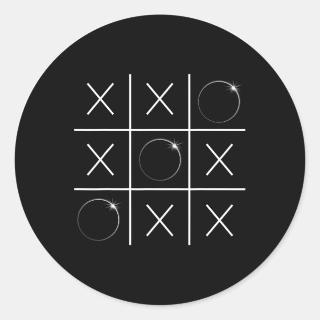 Gesamt Solar Eclipse Tic Tac Toe 04.08.2024 Boys G Runder Aufkleber (Vorderseite)