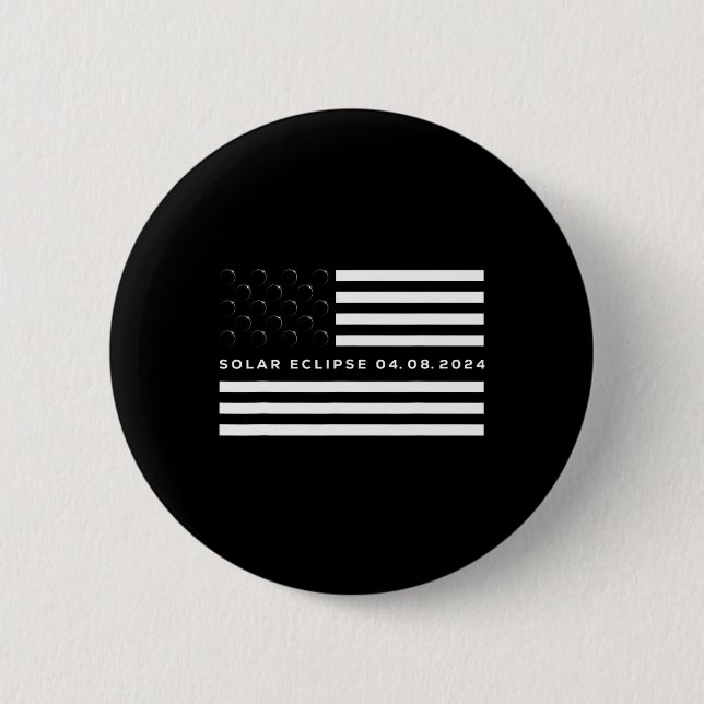 Gesamt Solar Eclipse US-amerikanische Flagge 04.08 Button (Vorderseite)