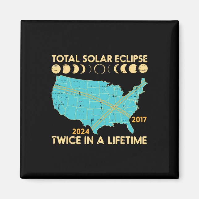 Gesamt Solar-Eclipse zweimal Lebensdauer 2017 2024 Magnet (Vorne)