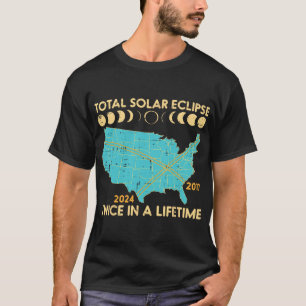 Gesamt Solar-Eclipse zweimal Lebensdauer 2017 2024 T-Shirt