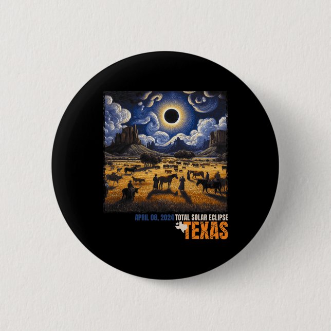 Gesamte Solar Eclipse Retro 8. April 2024 Astronom Button (Vorderseite)