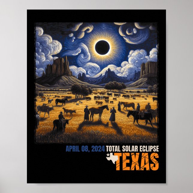 Gesamte Solar Eclipse Retro 8. April 2024 Astronom Poster (Vorne)